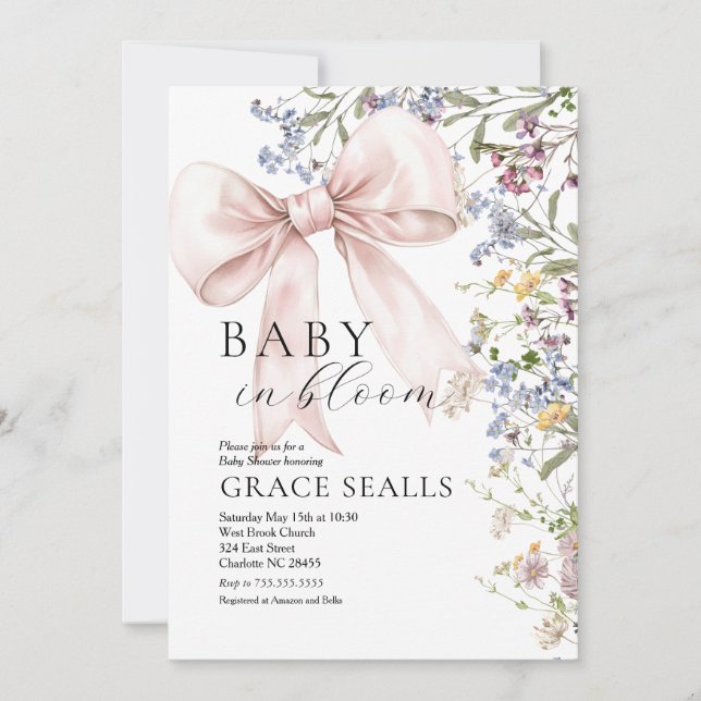 baby i inbjudan till babybabybabyn i blomma (Framsida)