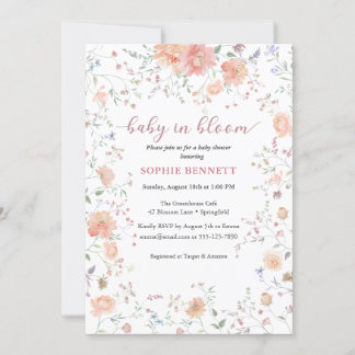 Baby i inbjudan till blommigt om vattenfärgen i Bl