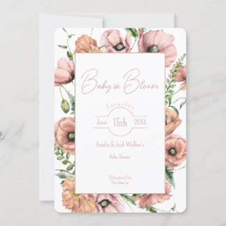 Baby i inbjudan till Bloom Wildblomma Baby Shower