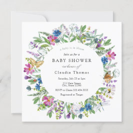 Baby i inbjudan till Bloom Wildblomma Baby Shower