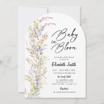 Baby i inbjudan till Bloom Wildblomma Baby Shower