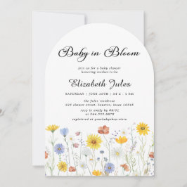 Baby i inbjudan till Bloom Wildblomma Baby Shower