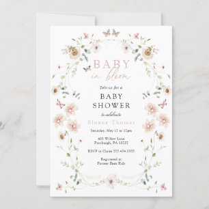Baby i inbjudan till Bloom Wildblomma Baby Shower