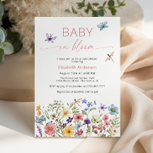 Baby i inbjudan till Bloom Wildblomma Baby Shower