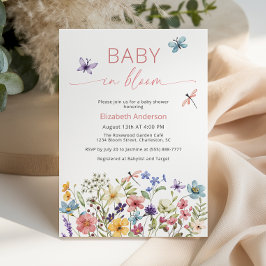 Baby i inbjudan till Bloom Wildblomma Baby Shower