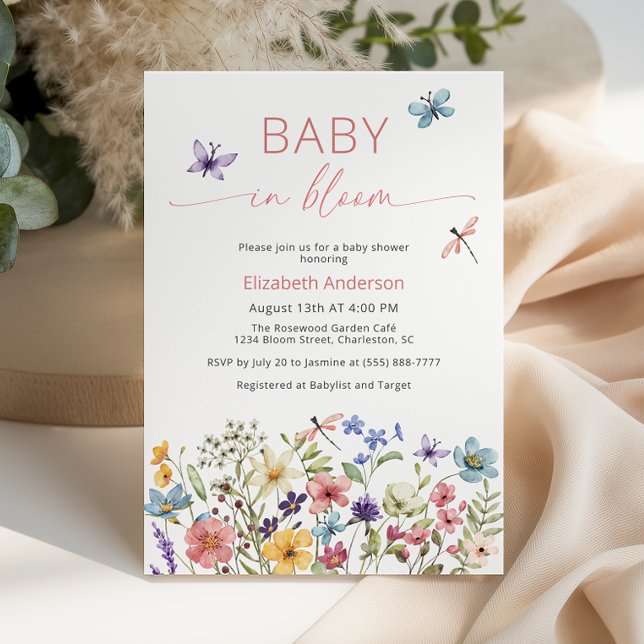 Baby i inbjudan till Bloom Wildblomma Baby Shower (Skapare uppladdad)