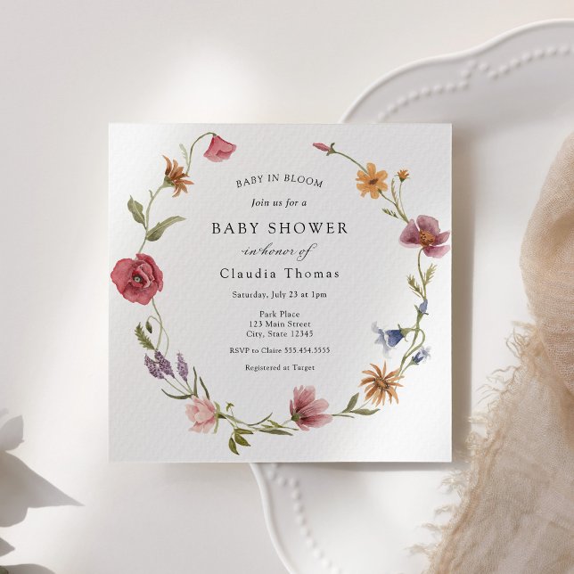 Baby i inbjudan till Bloom Wildblomma Baby Shower (Skapare uppladdad)