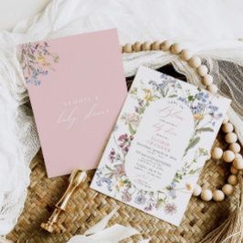 Baby i inbjudan till Bloom Wildblomma Baby Shower