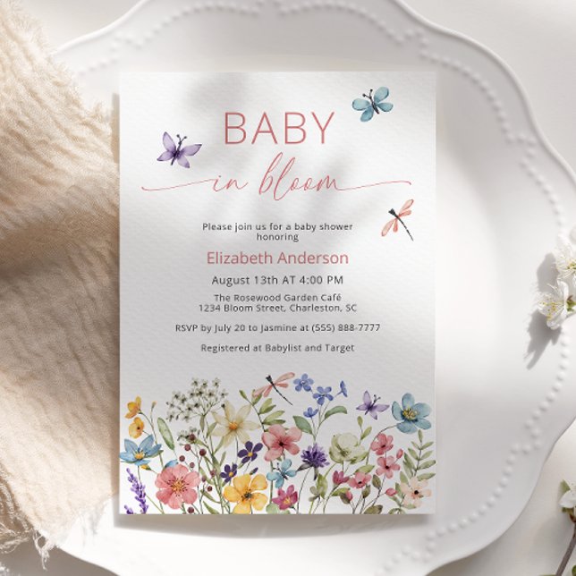 Baby i inbjudan till Bloom Wildblomma Baby Shower (Skapare uppladdad)