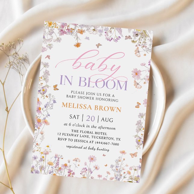 Baby i inbjudan till Bloom Wildblomma Baby Shower (Skapare uppladdad)