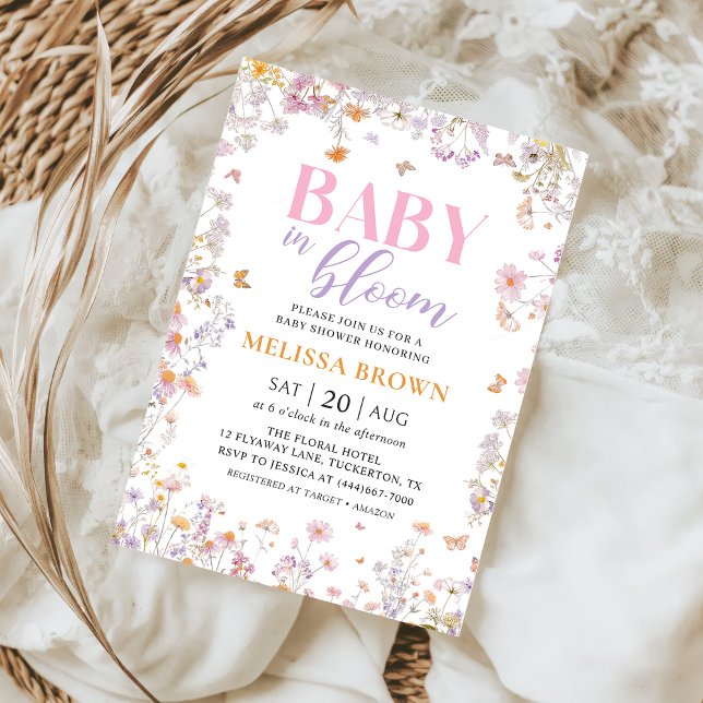 Baby i inbjudan till Bloom Wildblomma Baby Shower (Skapare uppladdad)