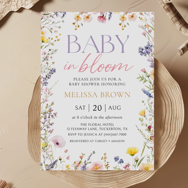 Baby i inbjudan till Bloom Wildblomma Baby Shower (Skapare uppladdad)