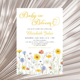 Baby i inbjudan till Bloom Wildblomma Baby Shower