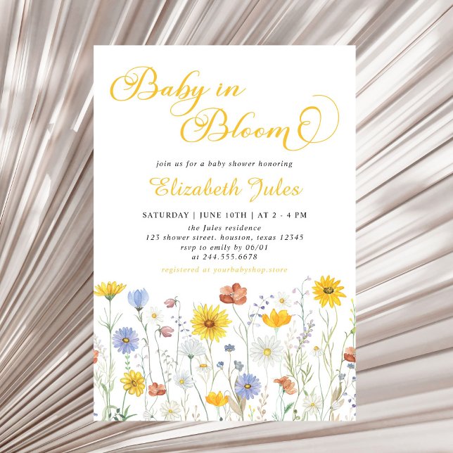 Baby i inbjudan till Bloom Wildblomma Baby Shower (Skapare uppladdad)