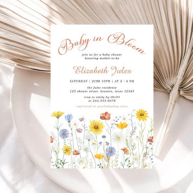 Baby i inbjudan till Bloom Wildblomma Baby Shower (Skapare uppladdad)