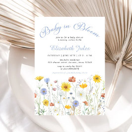 Baby i inbjudan till Bloom Wildblomma Baby Shower