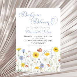 Baby i inbjudan till Bloom Wildblomma Baby Shower