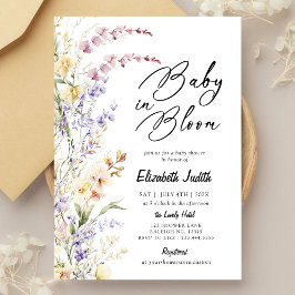 Baby i inbjudan till Bloom Wildblomma Baby Shower