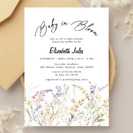 Baby i inbjudan till Bloom Wildblomma Baby Shower
