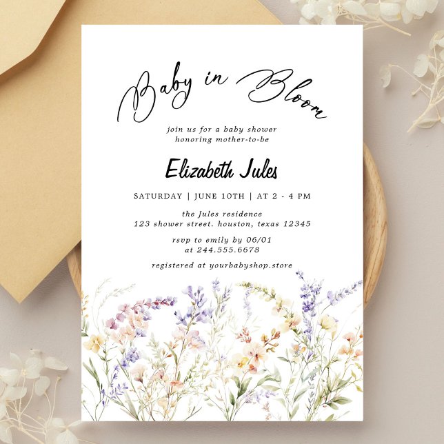 Baby i inbjudan till Bloom Wildblomma Baby Shower (Skapare uppladdad)