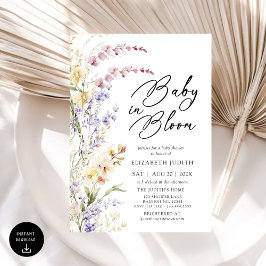 Baby i inbjudan till Bloom Wildblomma Baby Shower