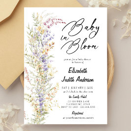 Baby i inbjudan till Bloom Wildblomma Baby Shower