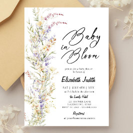 Baby i inbjudan till Bloom Wildblomma Baby Shower