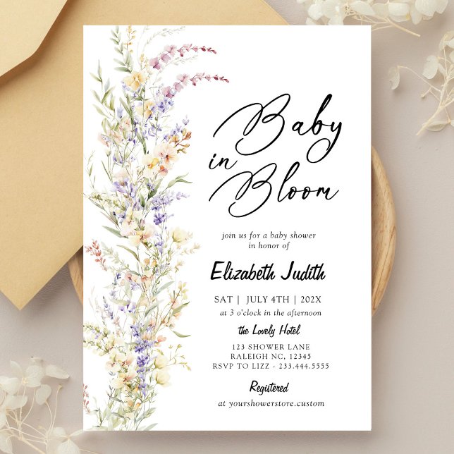 Baby i inbjudan till Bloom Wildblomma Baby Shower (Skapare uppladdad)