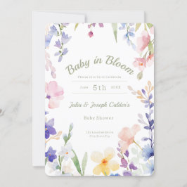 Baby i inbjudan till Bloom Wildblomma Baby Shower