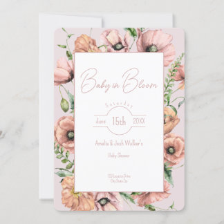 Baby i inbjudan till Bloom Wildblomma Baby Shower