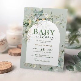 Baby i inbjudan till botaniska eukalyptus i Bloom