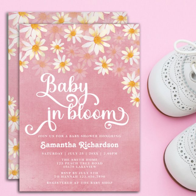 Baby i inbjudan till Daisyn för babyskor för Rosa  (Skapare uppladdad)