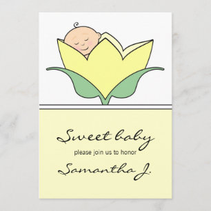 Baby i inbjudan till Gult Tulip Baby Shower