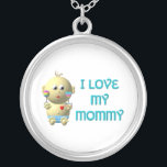 Baby: I Kärlek My Mamma Necklace Silverpläterat Halsband<br><div class="desc">Den här söta "3-D"-utseendet Bouncing Baby säger "I kärlek my mamma". Du kan gärna lägga till din egen ord och/eller ändra bakgrunden till färg via Zazzles verktyg för anpassning av fantastisk! För mer "Bouncing Baby with Heart"-produkter,  besök min andra butik på: http://www.zazzle.com/bouncingbabiesheart*</div>