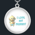 Baby: I Kärlek My Mamma Necklace Silverpläterat Halsband<br><div class="desc">Den här söta "3-D"-utseendet Bouncing Baby säger "I kärlek my mamma". Du kan gärna lägga till din egen ord och/eller ändra bakgrunden till färg via Zazzles verktyg för anpassning av fantastisk! För mer "Bouncing Baby with Heart"-produkter,  besök min andra butik på: http://www.zazzle.com/bouncingbabiesheart*</div>