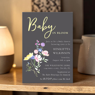 Baby i knopp Blommig Baby Shower-inbjudan Inbjudningar