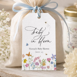 Baby i knopp Blommig baby shower Presentetikett