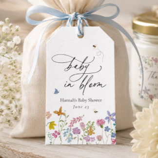 Baby i knopp Blommig baby shower Presentetikett