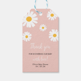Baby I Knopp, Blommig Daisy Flicka Babyfirande Presentetikett