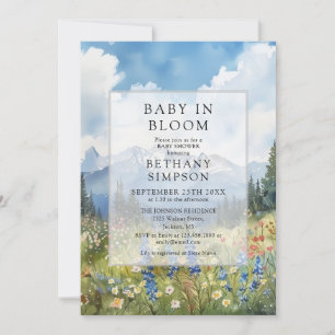 Baby I Knopp Blommor Berg Vilda Blommor Baby Showe Inbjudningar