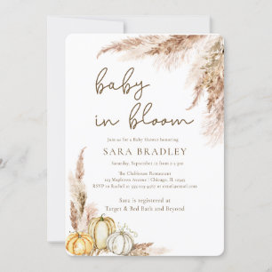 Baby i knopp boho höst pampasgräs baby shower inbjudningar