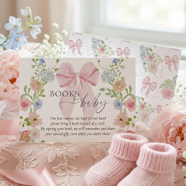 Baby i knopp bok begäran rosa rosett baby shower tilläggskort