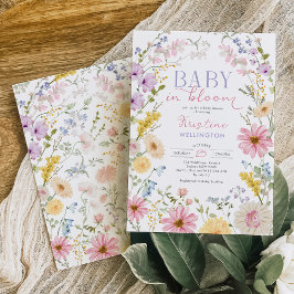 Baby i knopp: Mjuk pastell vildblomma baby shower Inbjudningar