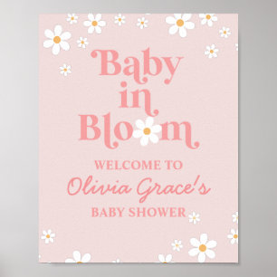 Baby i Knopp Rosa Tusenskönor Shower Välkommen Poster