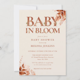 Baby I Knopp - Rustik Blommig Höst Baby Shower Inbjudningar