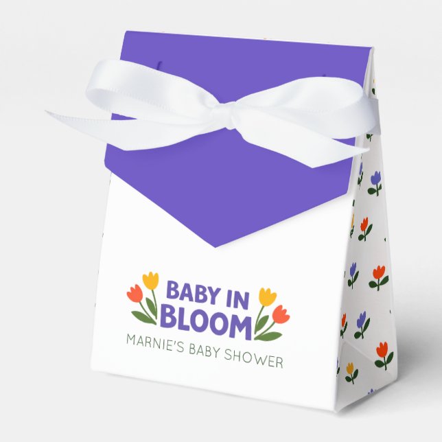 Baby i knopp! Tulpan Blommig Trädgård Bebis Shower Presentaskar (Framsidan Sidan)