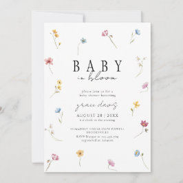 Baby i knopp Vilda blommor baby shower Inbjudningar