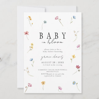 Baby i knopp Vilda blommor baby shower Inbjudningar