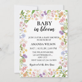 Baby i Knopp Vildblomma Babyfirande Inbjudningar