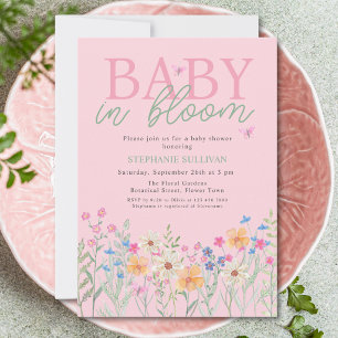 Baby i Knopp Vildblomma Flickas Barnkalas Inbjudningar